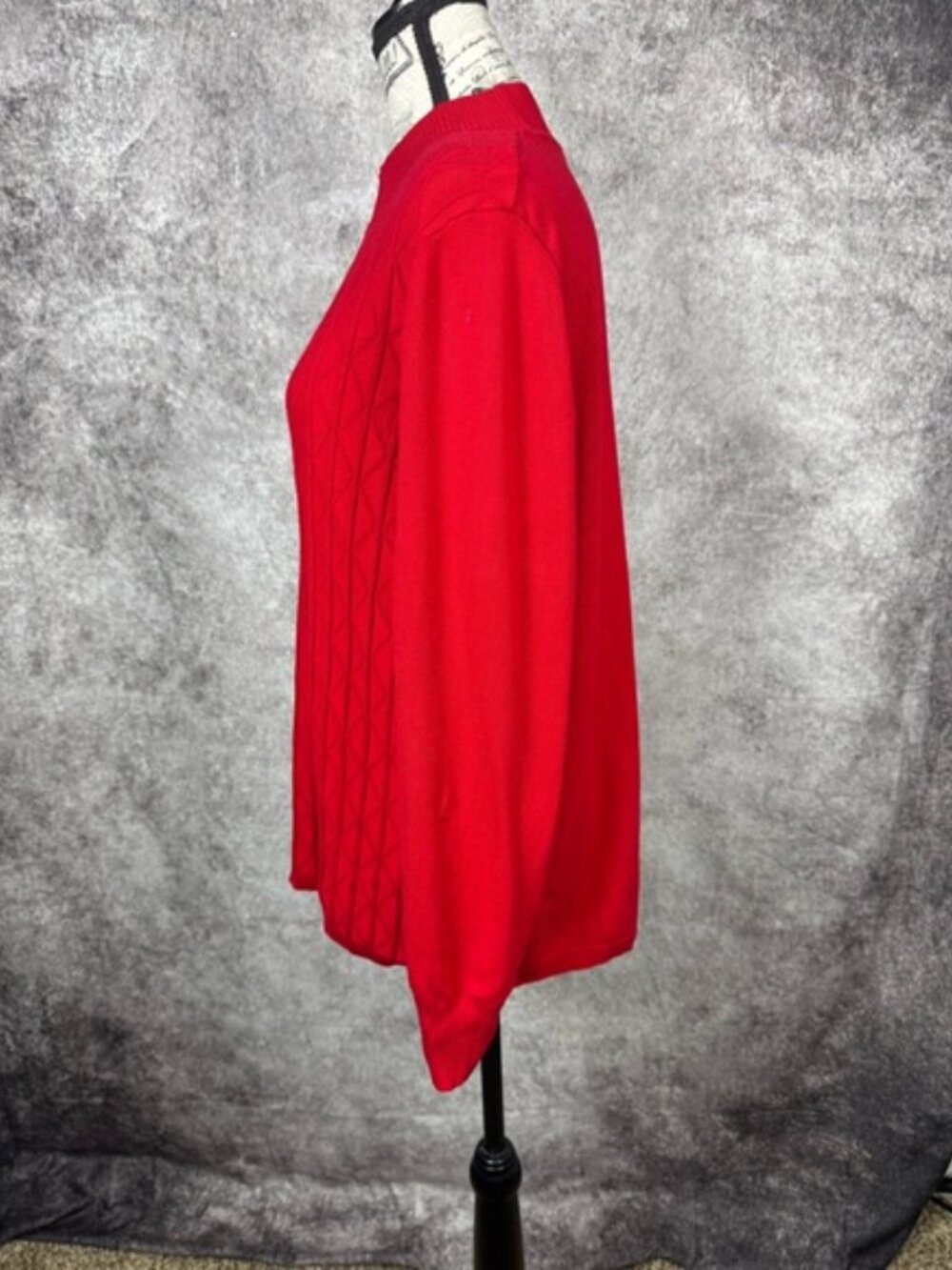 Allison Daley Red Cable Knit Mock Neck Sweater XL Classic Holiday - Picture 5 of 9